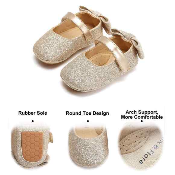 Felix Other - Felix & Flora Gold Sparkle Baby Shoes Size 18-24 Mo NWT
